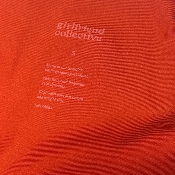 Girlfriend Collective High Rise 8” Bike Short Azalea Orange sz S Activewear EUC - Picture 10 of 11